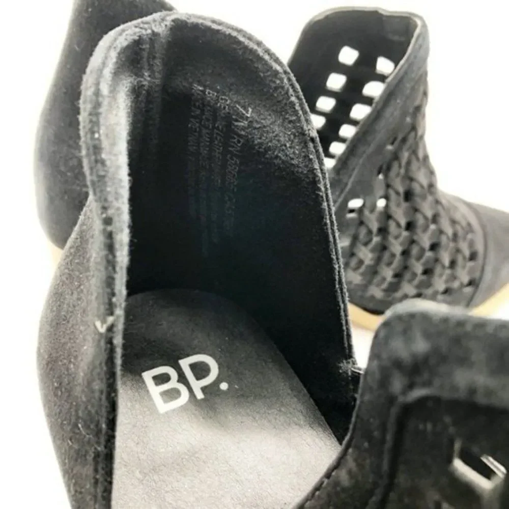 BP. Tate Black Suede Perforated Bootie